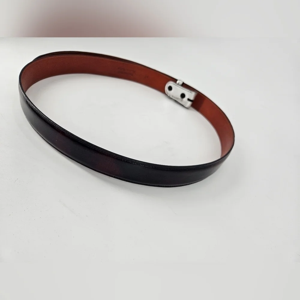 Custom BLACK CHERRY w/ SILVER Genuine Leather Interchangeable BELT STRAP sz 47